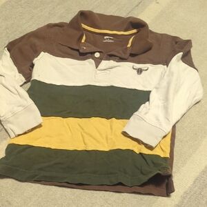 Gymboree Brown, Cream, Green & Yellow Striped Long-Sleeve Polo